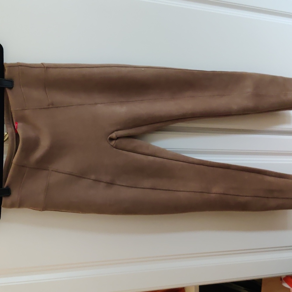 SPANX Faux-Leather Leggings in Taupe Brown
